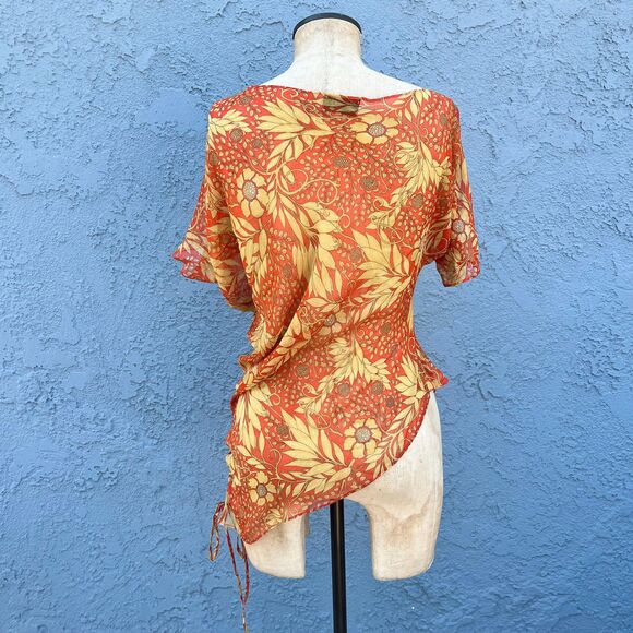 Y2k Asymmetric Blouse Ruched Side Size Small - Picture 5 of 9
